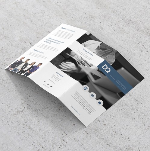 Tri-fold design with the title 'Modern Brochure Concept for Dolphiq'