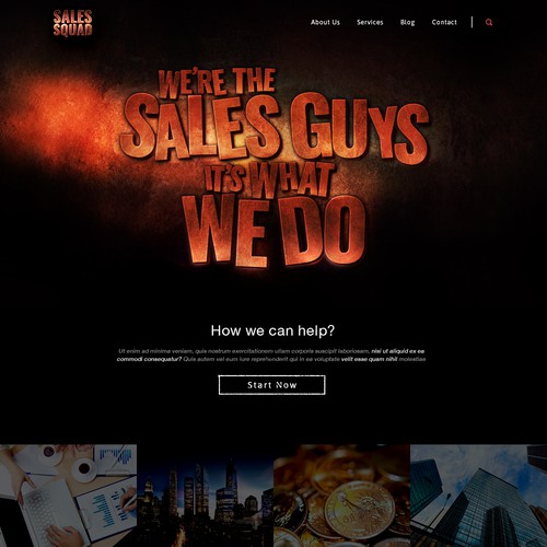 Sales website with the title 'Web design for executive sales'