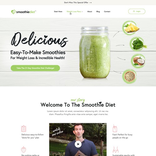 Food website with the title 'Smoothie Diet'