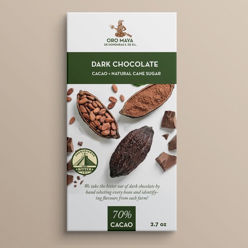 Dark packaging with the title 'Oro Maya'