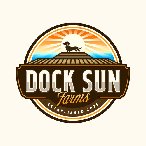 Canine design with the title 'Dock Sun Farms'