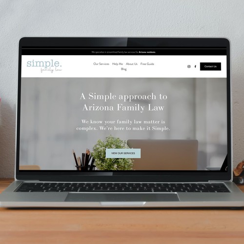 Aqua design with the title 'Simple Family Law'