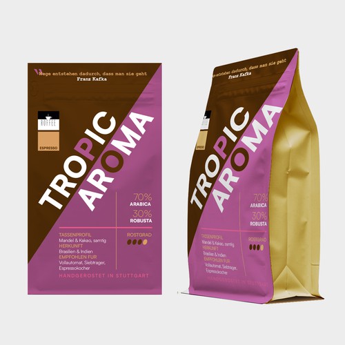 Typographic label with the title 'Espresso coffee packaging'