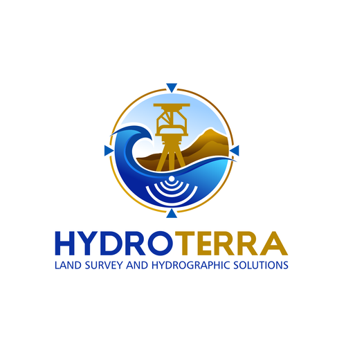 Hydro design with the title 'Land Survey and Hydrographic Survey'