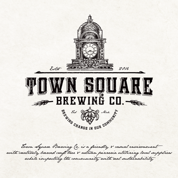 Distressed design with the title 'Town Square Brewing Co.'
