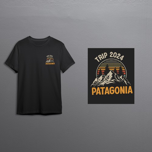 Pattern t-shirt with the title 'Patagonia Trip 2024 T-shirt Design'