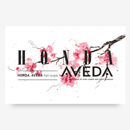 Cherry blossom design with the title 'Watercolor Business Card'