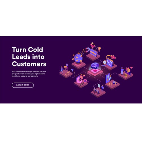 Isometric illustration with the title ' a Software to help modern B2B service'