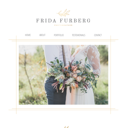 Wedding website with the title 'Classic design for a bohemian wedding photographer.'