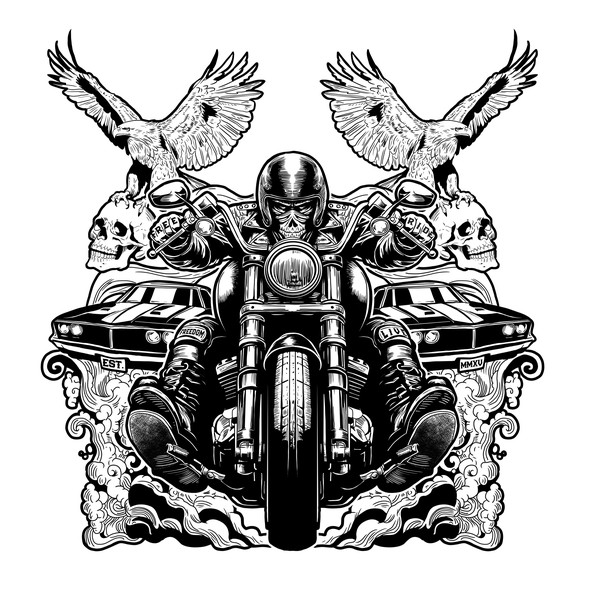 Motorcycle t-shirt with the title 'vintage design for t shirt'