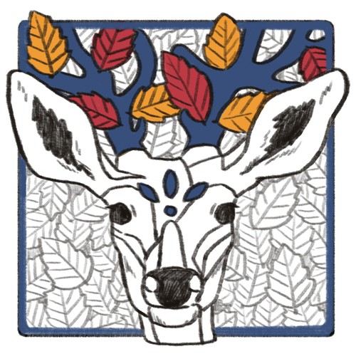 Autumn illustration with the title 'Deer Design'