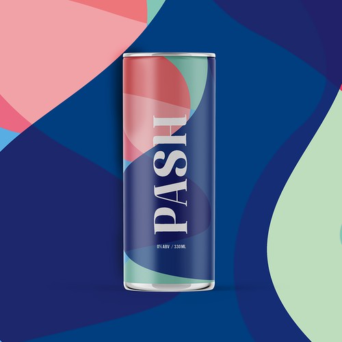 Pink label with the title 'Pash, energy drink label'
