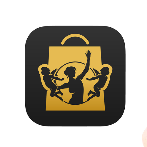 Shopping design with the title 'Eye-catching app icon for an online marketplace'