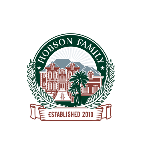 Family crest design with the title 'Hobson Family'