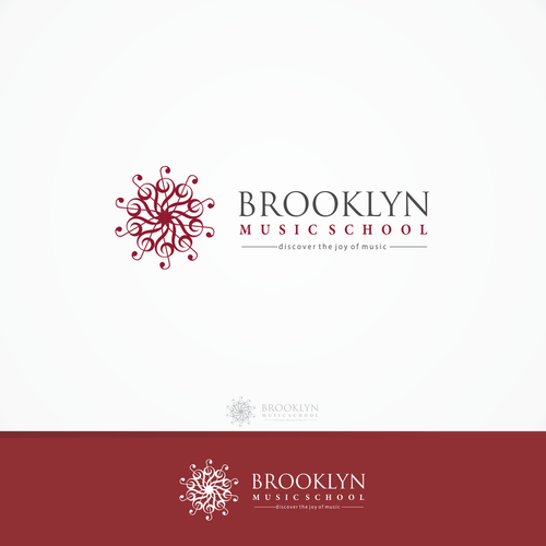 Maroon design with the title 'Brooklyn music school logo'