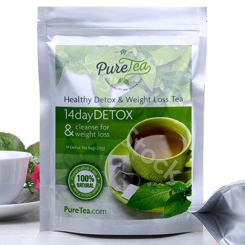 Green packaging with the title '14 Day DETOX TEA'