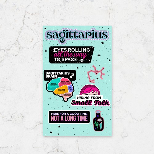 Astrology design with the title 'Sagittarius - Astrological Stickers Design '