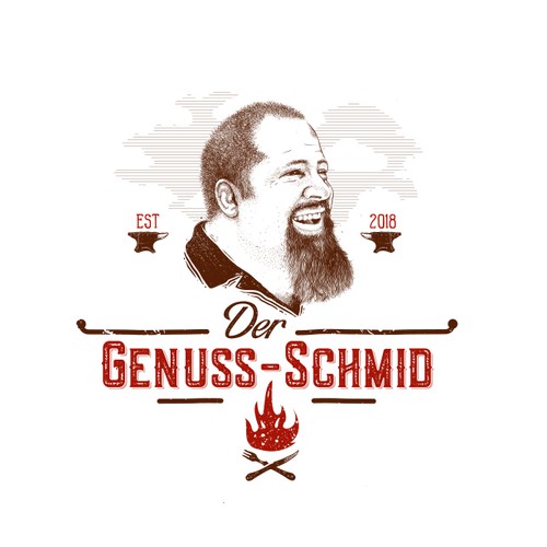Chef logo with the title 'Vintage hand-drawn logo for Der Genuss-Schmid '