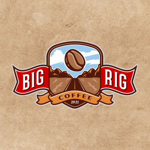 Ribbon design with the title 'BigRigCoffee'