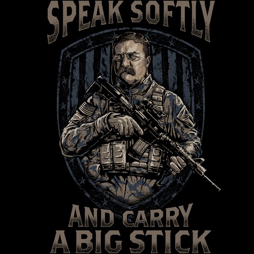 Military t-shirt with the title 'Speak Softly'