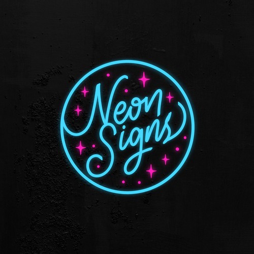 Vibrant logo with the title 'Hand Lettering Logo For Neon Signs'