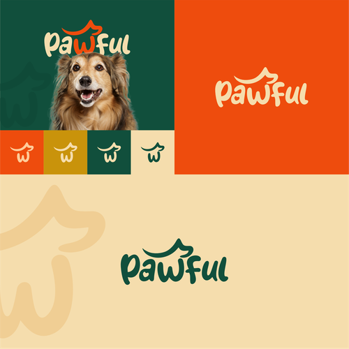Pet food logo with the title 'Pawful'