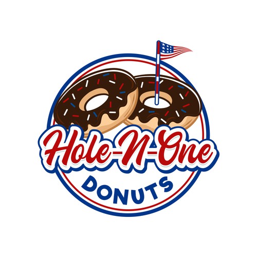 Donut design with the title 'Hole-N-One Donuts'