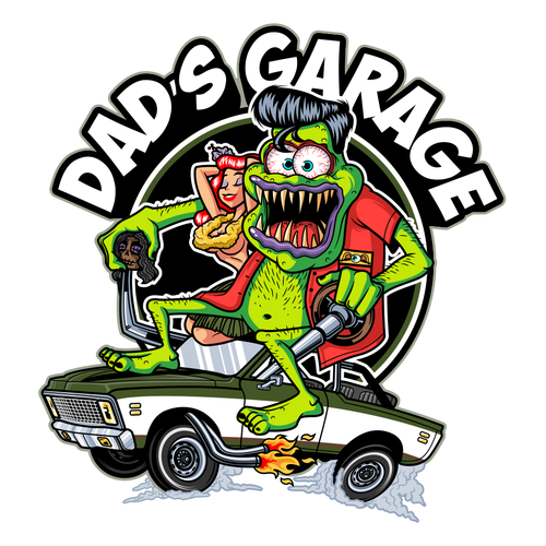 Monster logo with the title 'Dad's Garage Logo'