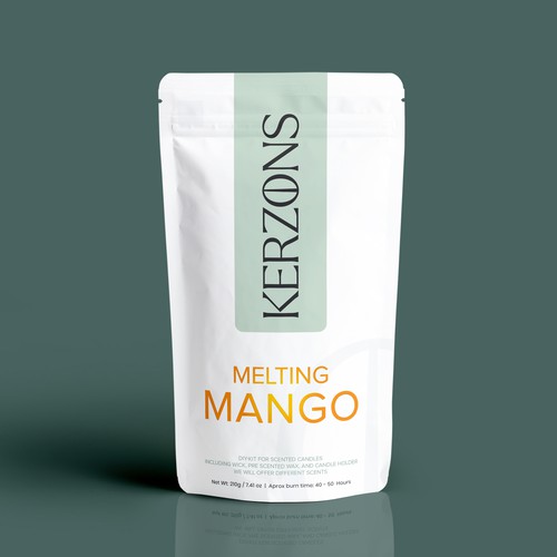 White background design with the title 'Stand up pouch label design'