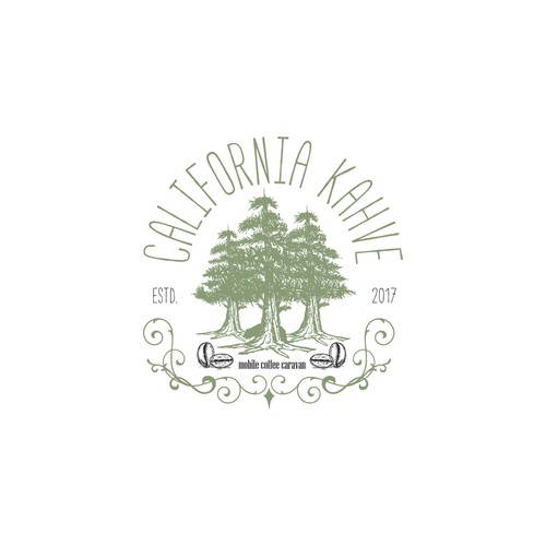 Camper or caravan logo with the title 'Vintage logo concept for a mobile coffee caravan'