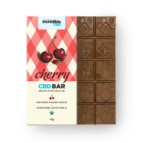 Chocolate label with the title 'Packaging for CBD chocolate bar'