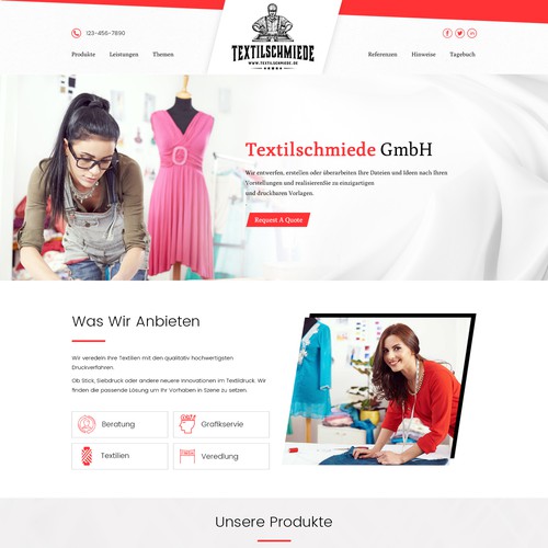 Textile design with the title 'Website for textile printing company'