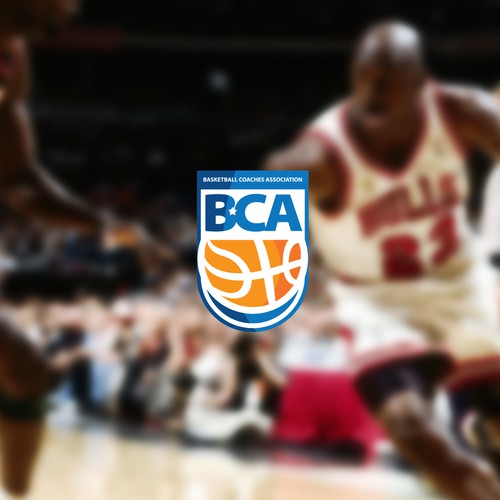 Ball logo with the title 'Logo Design for BCA – Basketball Coaches Association'