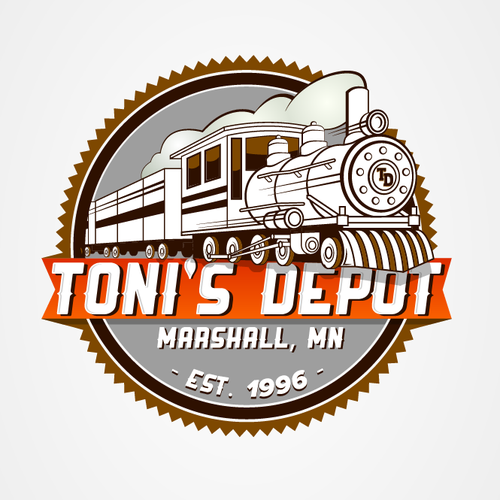 Train logo with the title 'Create a winning LOGO design for Toni's Depot'