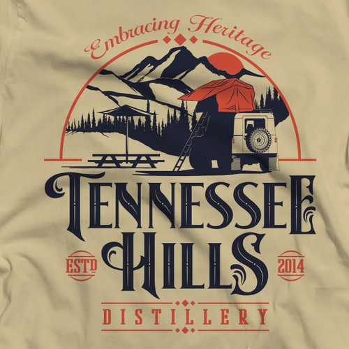 Sun t-shirt with the title 'Tennessee Hills distillery'