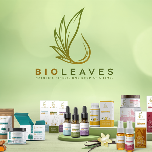 Hemp packaging with the title 'Bioleaves'