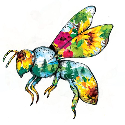 Bee illustration with the title 'packaging design'