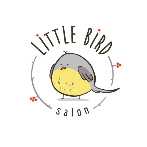 Round logo with the title 'Little Bird Hair Salon Logo'