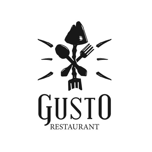 Black and white brand with the title 'Asian cuisine logo'