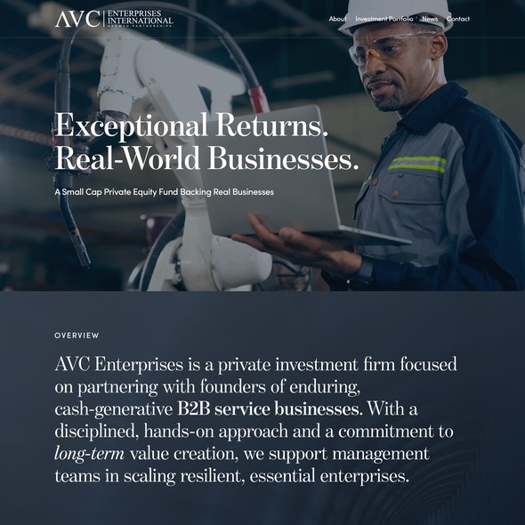 Website with the title 'Bold design for an investment firm'