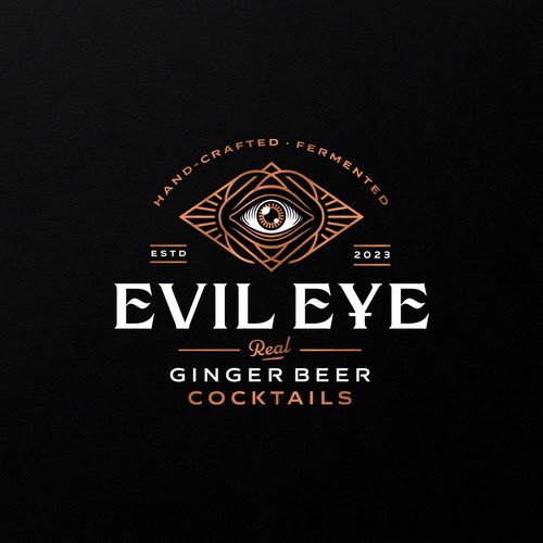 Art Deco logo with the title 'Evil Eye Ginger Beer Cocktail'
