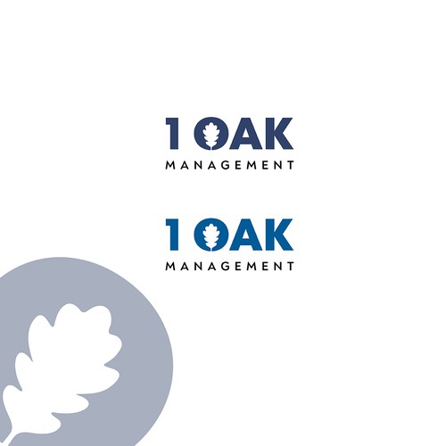 Oak leaf logo with the title 'Logo design OneOfAKind Management'