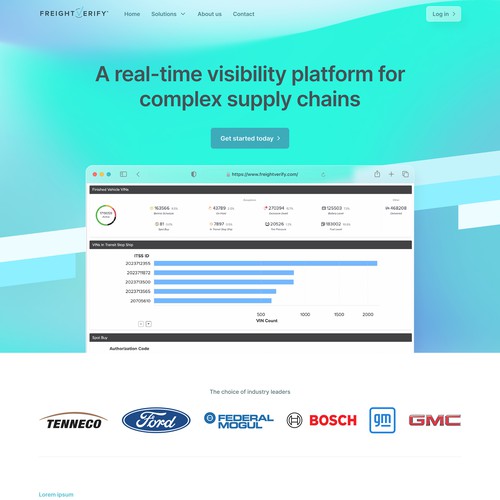 Artificial intelligence website with the title 'Website for Supply Chains Business'