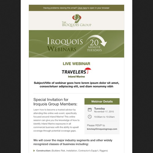 Webinar design with the title 'Iroquois'