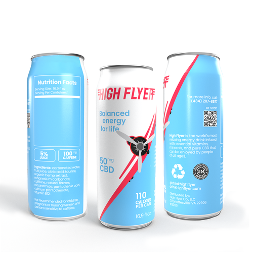 Energy drink label with the title 'Can design for High Flyer'