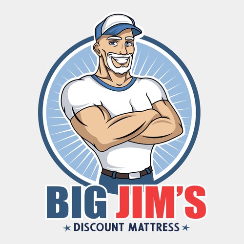 Mattress design with the title 'Big Jim's Discount Mattress logo'