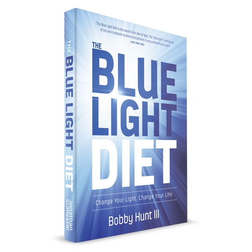 Diet book cover with the title 'Winning entry for a diet book - The Blue Light Diet'
