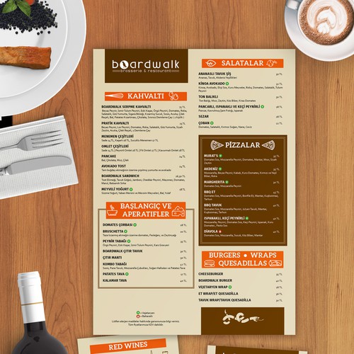 Brown design with the title 'Hip Restaurant Menu'