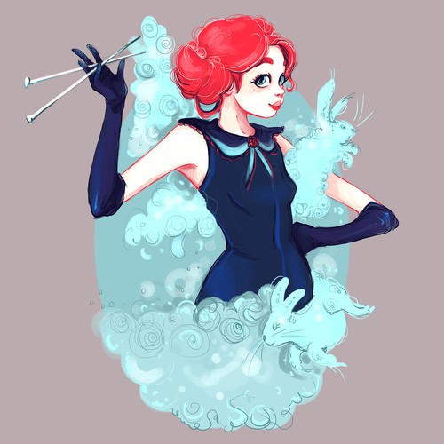 Artwork illustration with the title 'fantasy character'