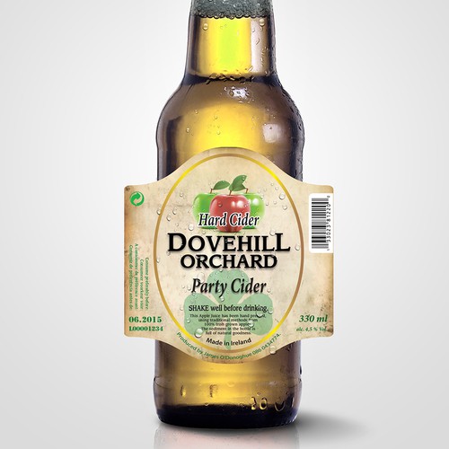 Cider label with the title 'dovehill orchard cider'